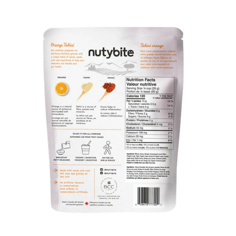 Nutybite Orange Tahini Granola back panel